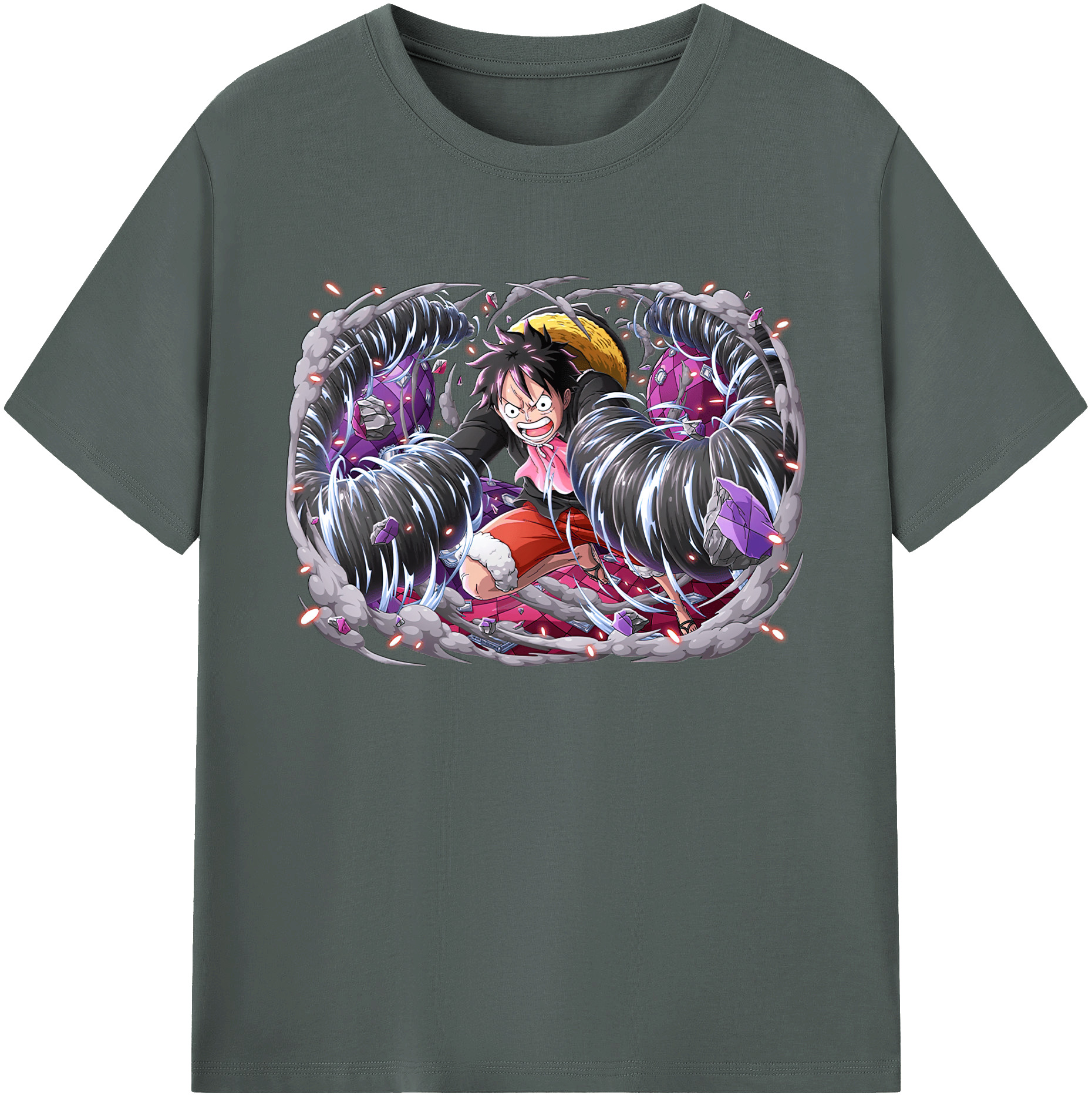 ワンピース モンキー・D・ルフィ ONE PIECE Monkey D. Luffy 綿100％ メンズ半袖Tシャツ｜肌触りやわらか＆通気性